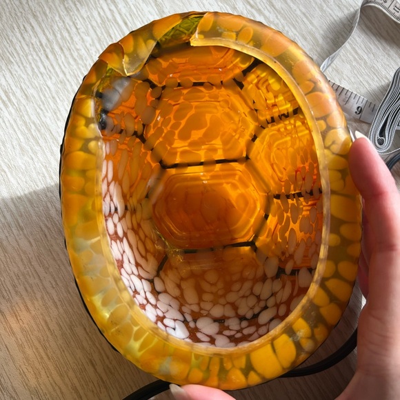 Tiffany Style Amber Glass Turtle Table Lamp - Metal Base Removable Shell - Picture 17 of 17